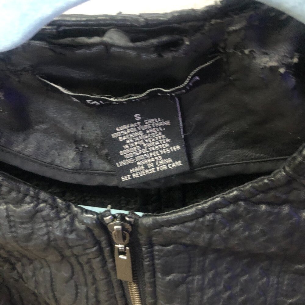 Blanc Noir black leather motorcycle jacket Distressed Worn Look Women Size SMALL - Picture 4 of 6